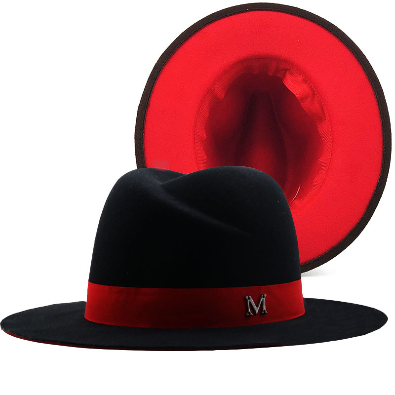 Fedora Hat Wool - Mới Bên Ngoài Đen Bên Trong