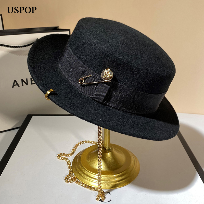 Fedora Hat Wool - USPOP Mới Mùa Đông Nón Nữ
