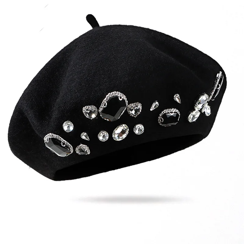 French Beret Thick Rhinestone  - đánh giá và giá Beret French Wool