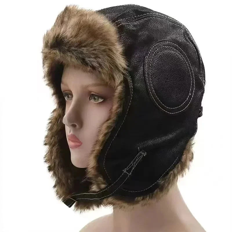 Leather SnowWint Cap With Ear  - đánh giá và giá Winter Trapper Hat