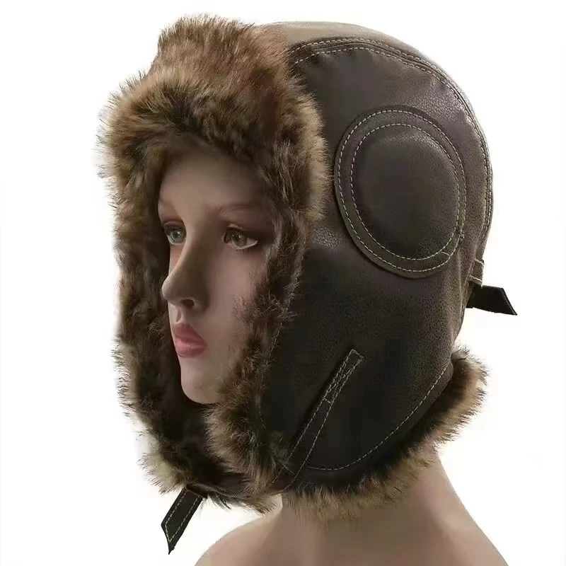 Leather SnowWint Cap With Ear  - đánh giá và giá Winter Trapper Hat